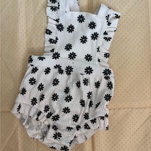 Cat & Jack White Baby Romper with Black Daisy Print